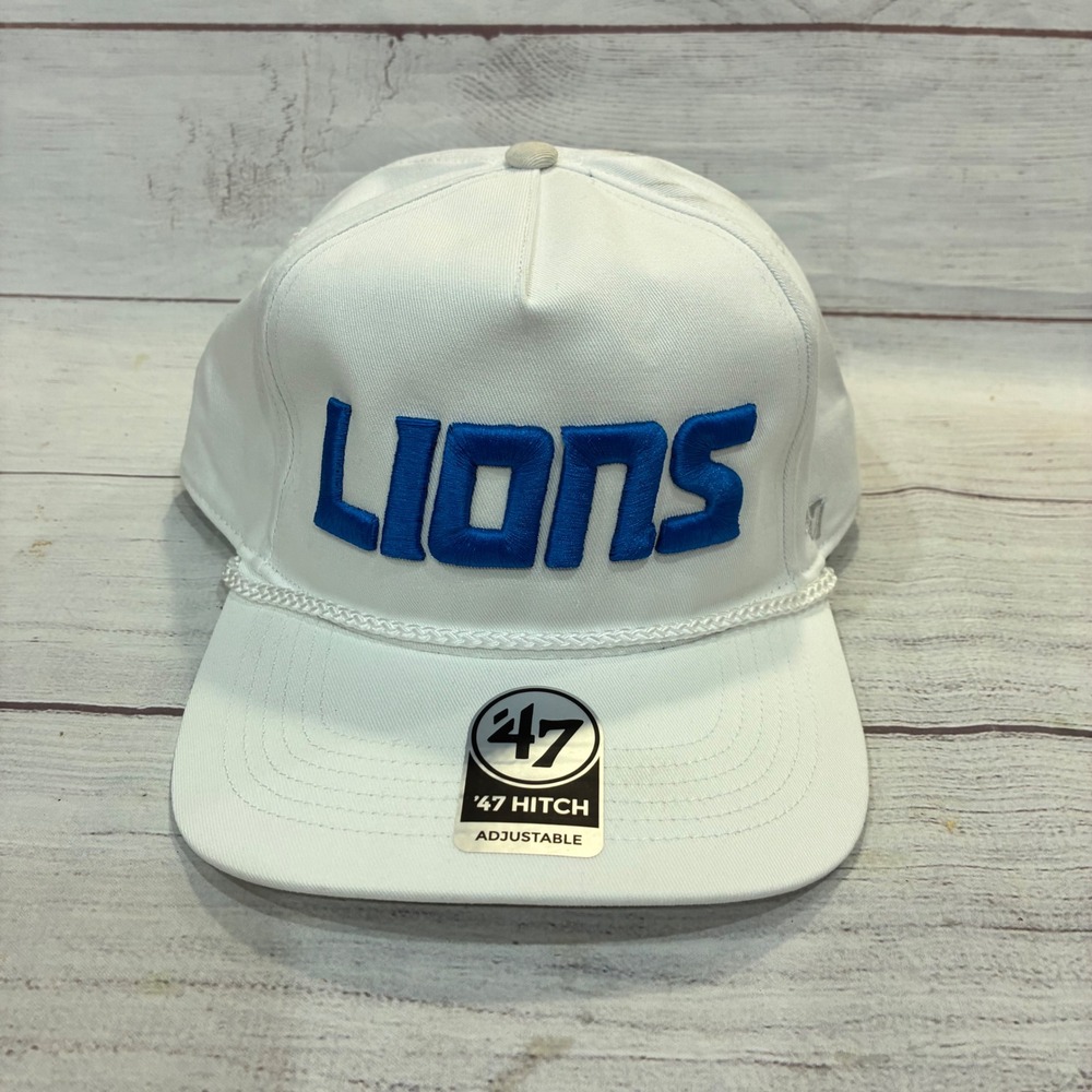 '47 Detroit Lions Hitch Rope Snapback Hat Mens OSFA White‎ NFL Cap NWT